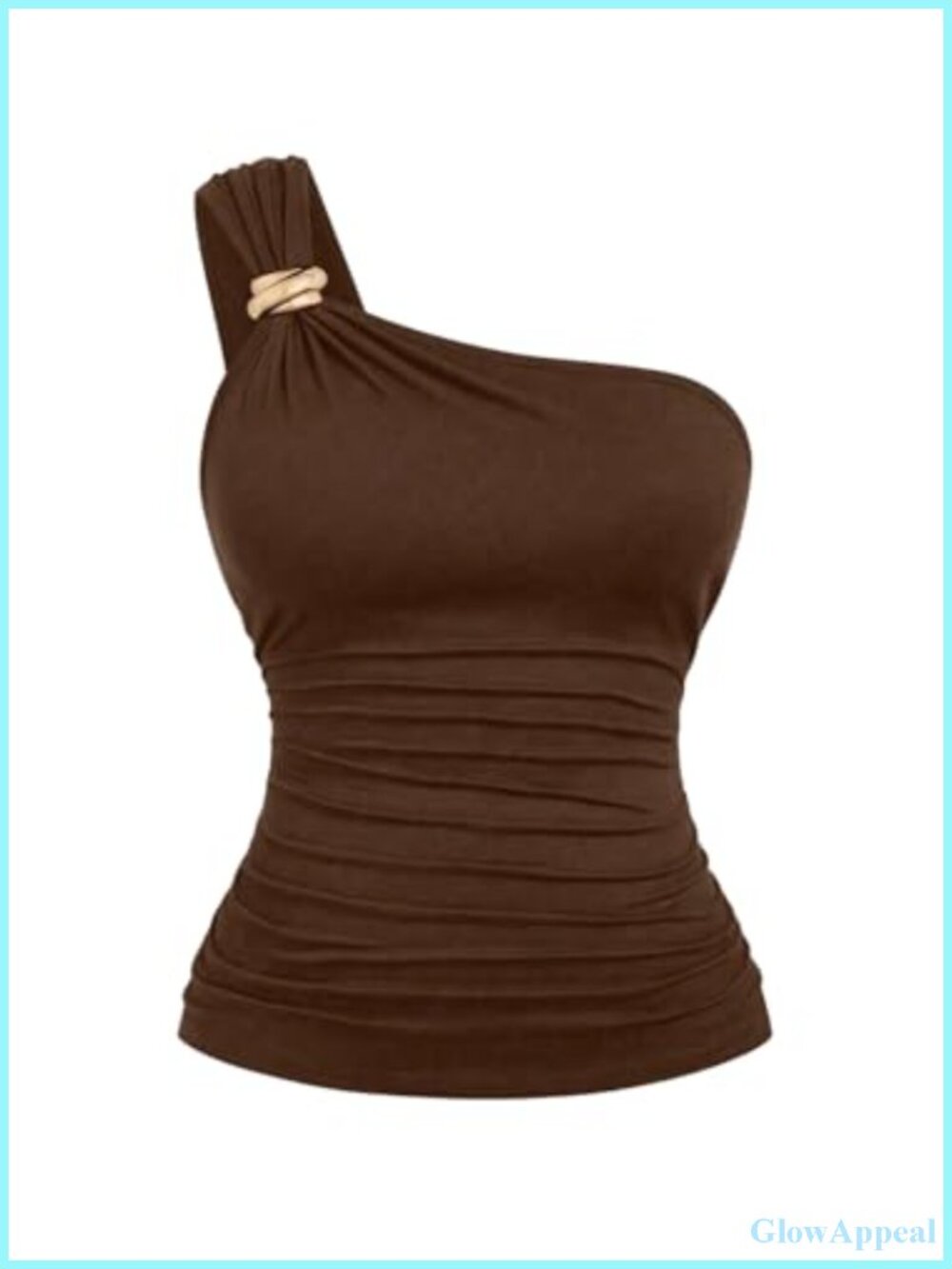 Plus Size One Shoulder Ruched Tank Top Sleeveless Fitted Tops